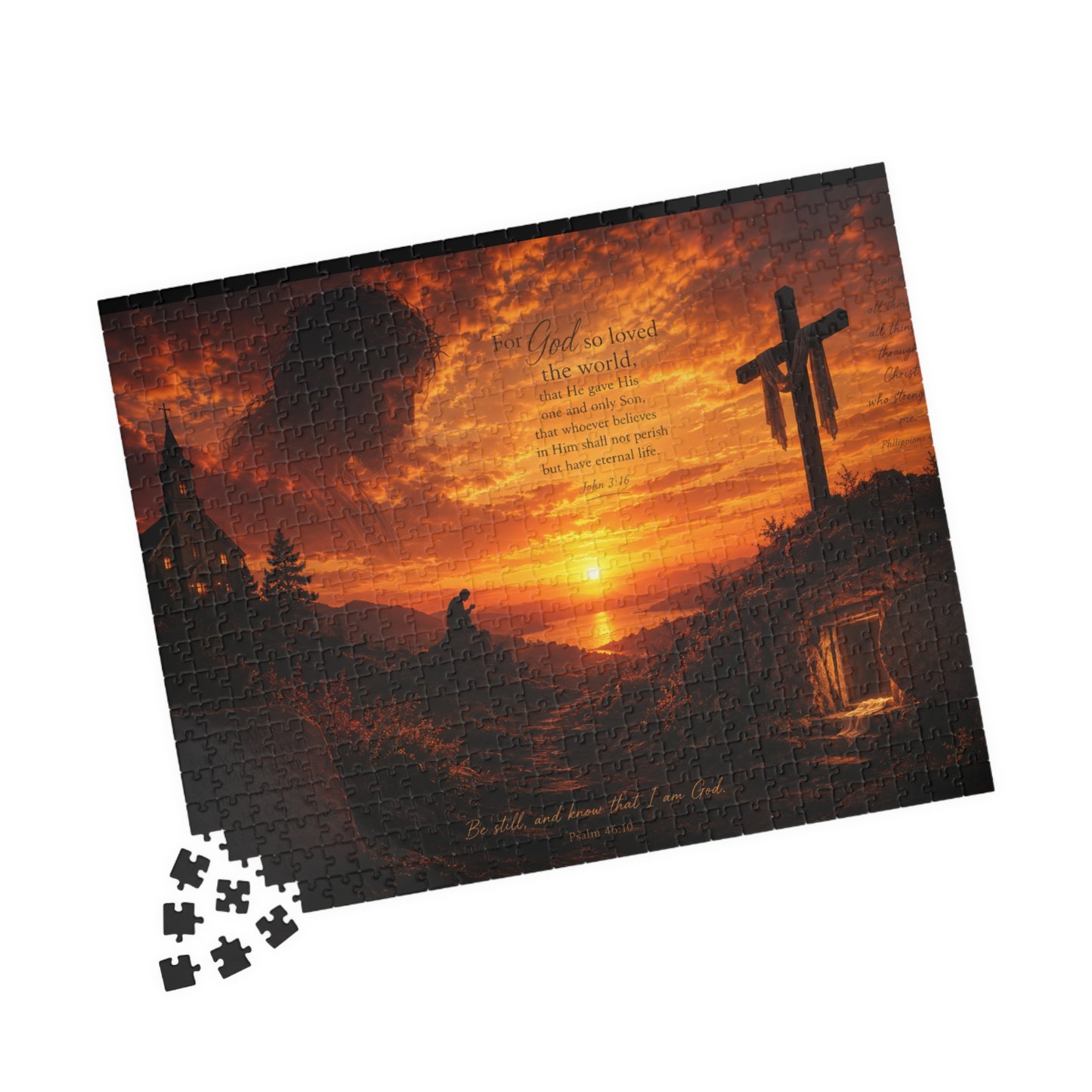 Christian Sunset Cross Puzzle — Inspirational Religious Jigsaw (110–1014 pcs)