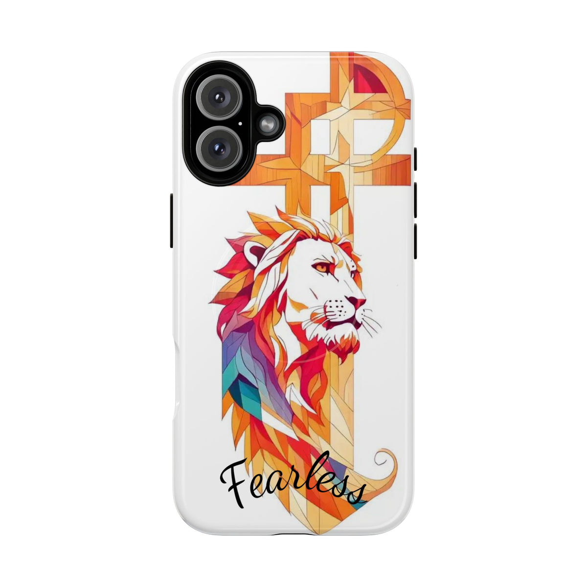 Fearless Lion Tough Magnetic Phone Case — Colorful Geometric Lion Design
