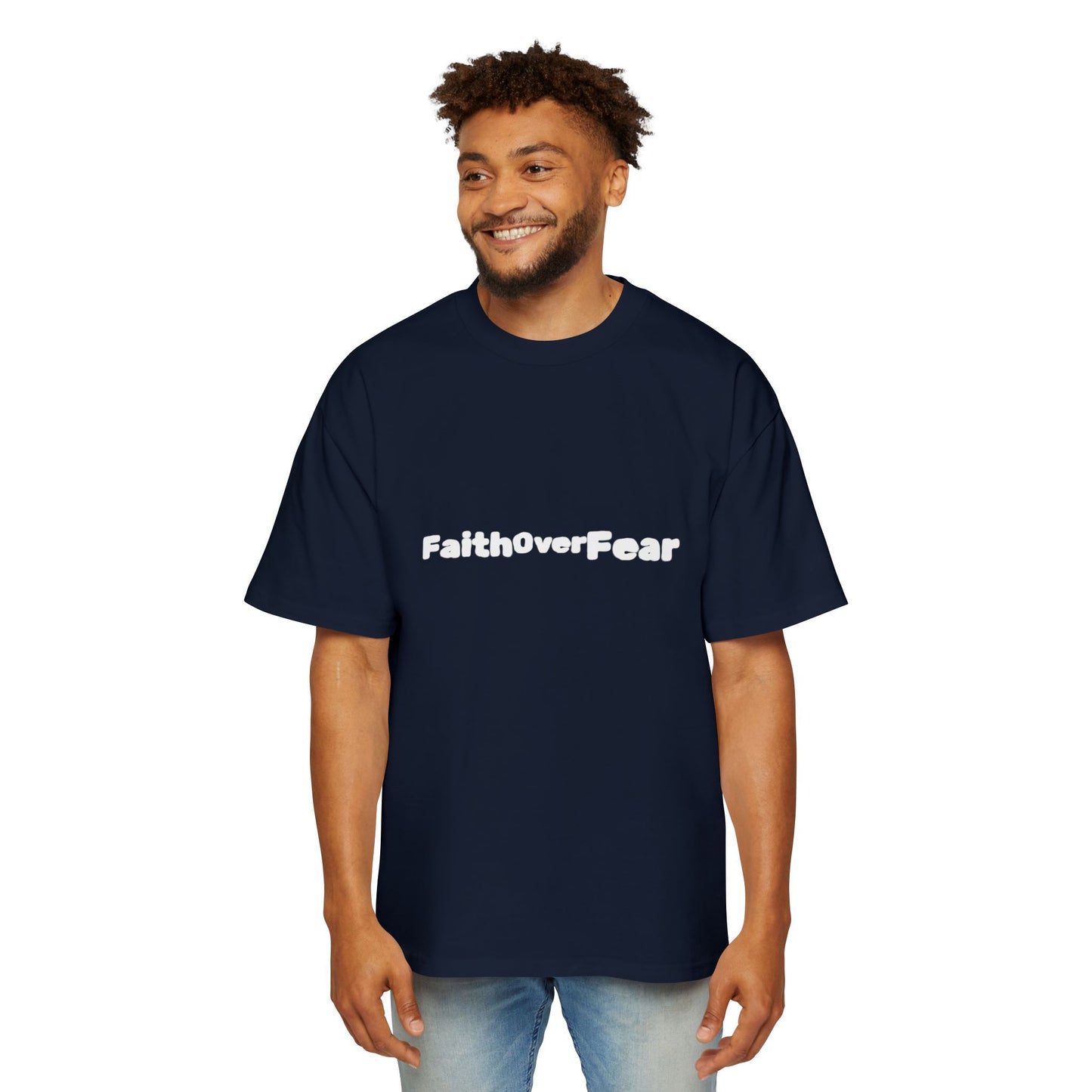 FaithOverFear Oversized Tee — Dove Back Graphic Christian Shirt