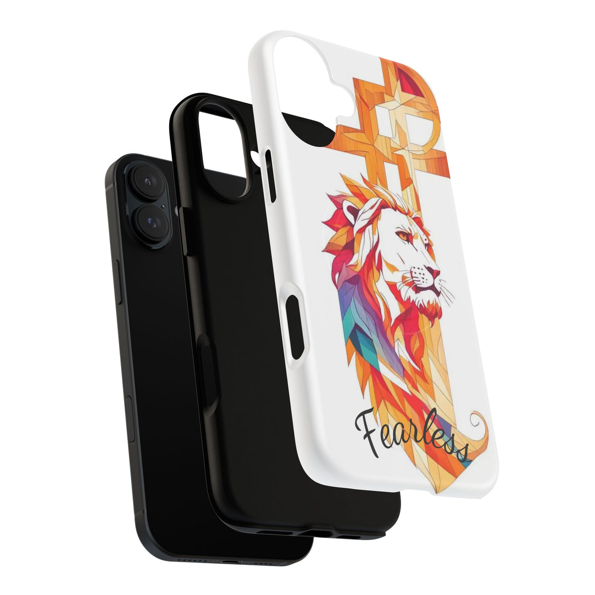 Fearless Lion Tough Magnetic Phone Case — Colorful Geometric Lion Design