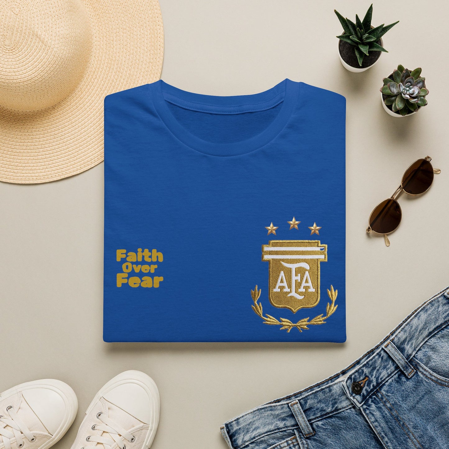 Faith Over Fear T-Shirt — AFA Crest Inspirational Graphic Tee