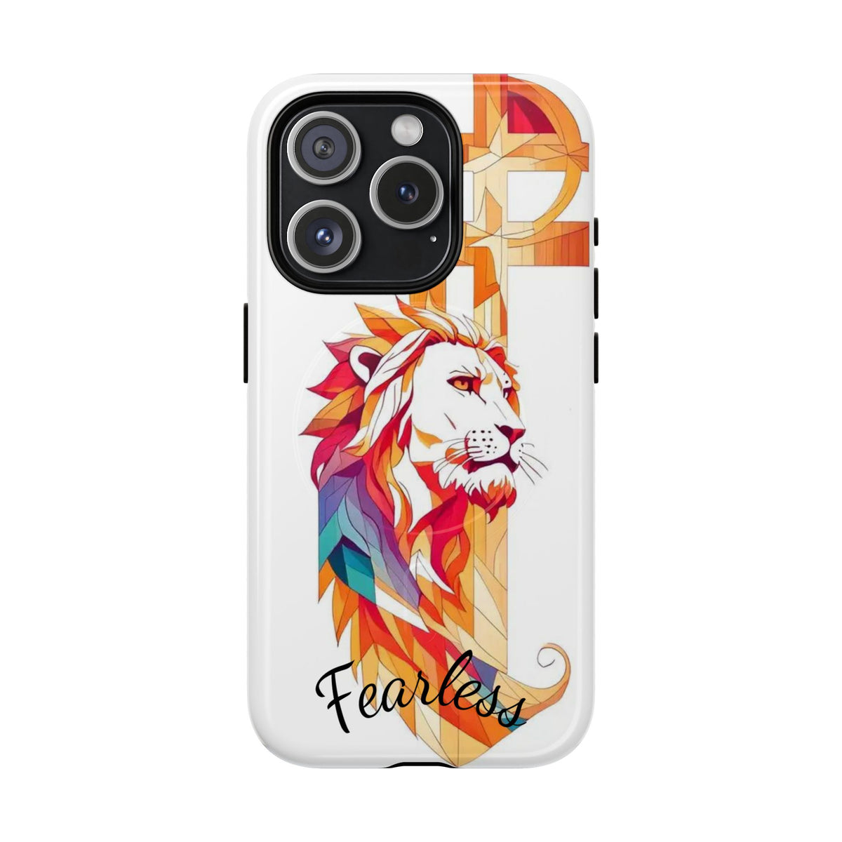 Fearless Lion Tough Magnetic Phone Case — Colorful Geometric Lion Design