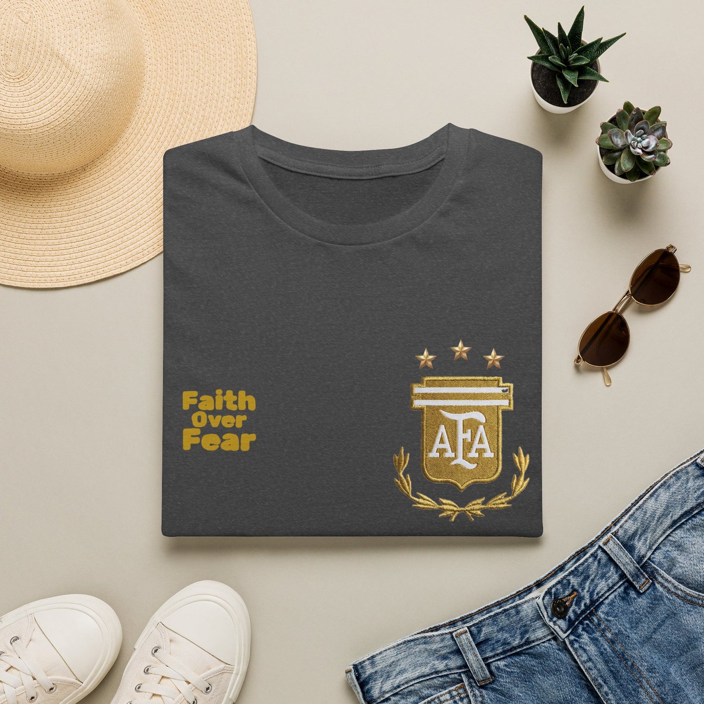 Faith Over Fear T-Shirt — AFA Crest Inspirational Graphic Tee