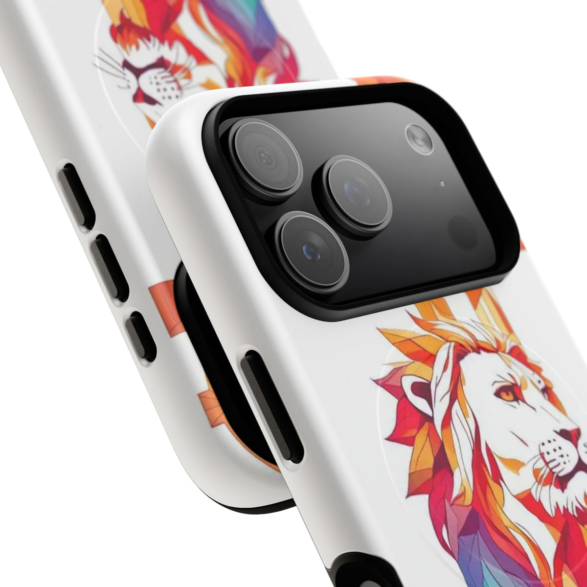 Fearless Lion Tough Magnetic Phone Case — Colorful Geometric Lion Design
