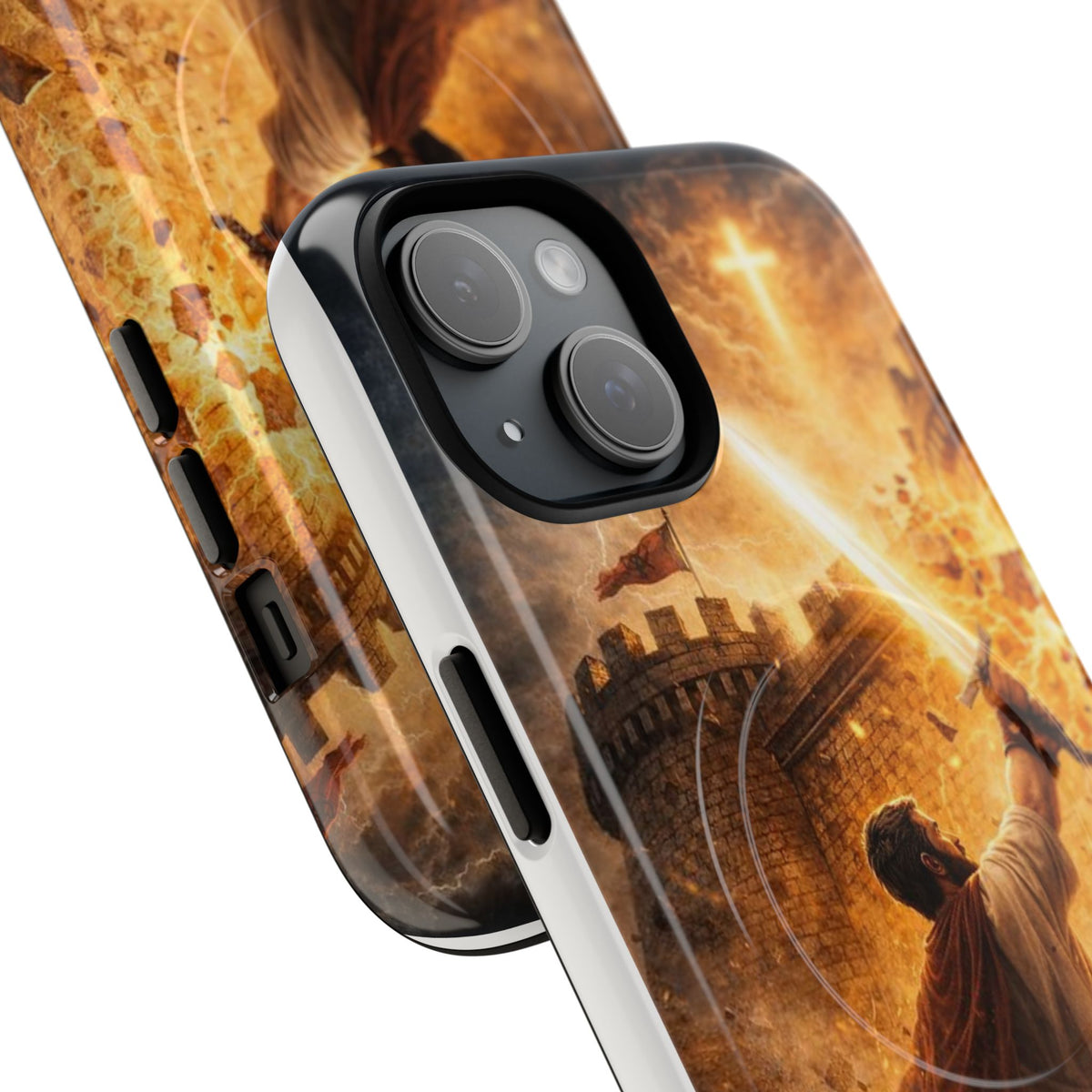 Christian Knight Phone Case — Tough Magnetic iPhone Cover with Prayerful Sword & Cross Design