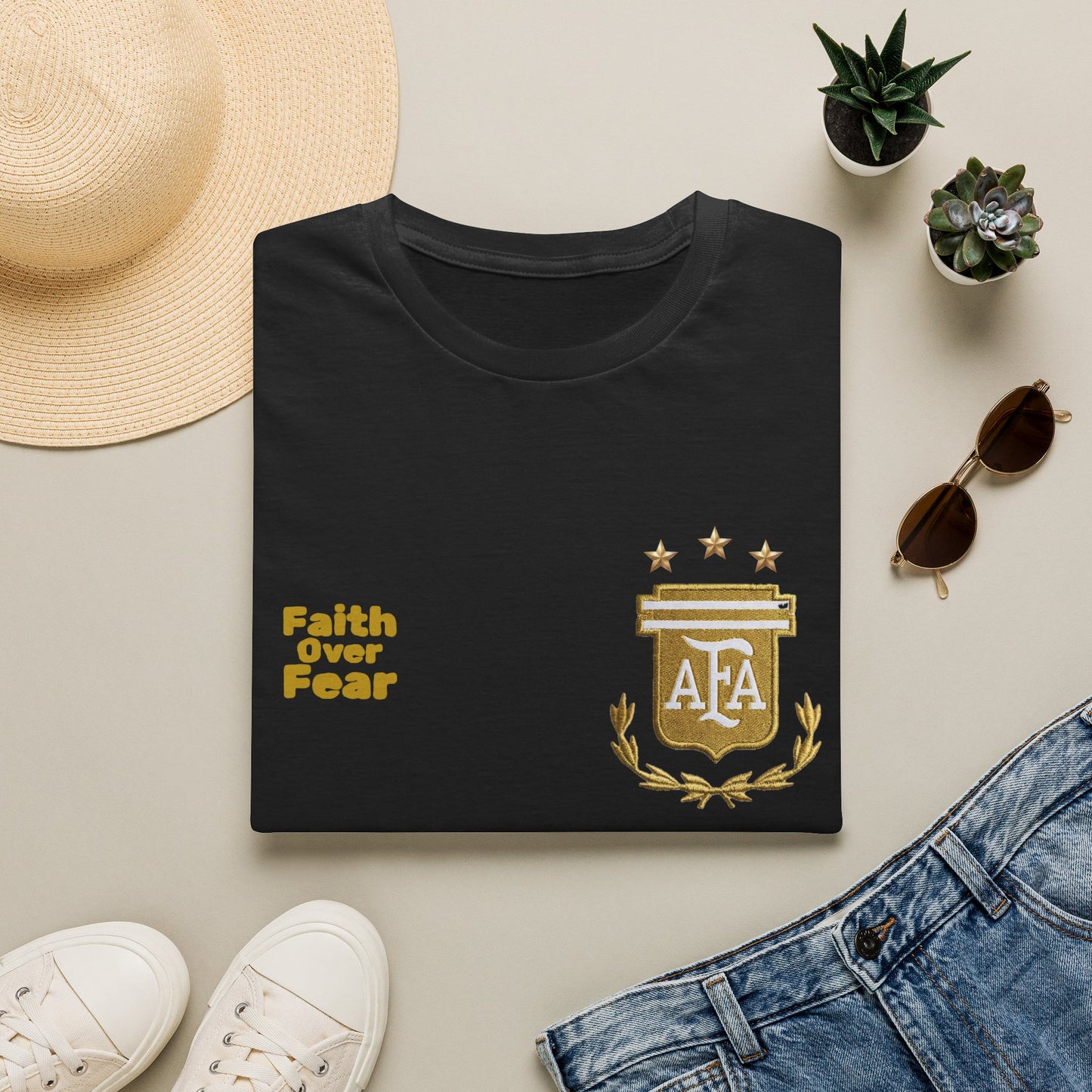 Faith Over Fear T-Shirt — AFA Crest Inspirational Graphic Tee