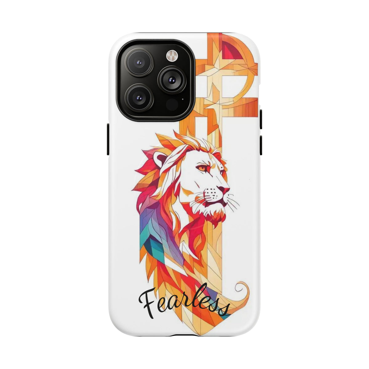 Fearless Lion Tough Magnetic Phone Case — Colorful Geometric Lion Design