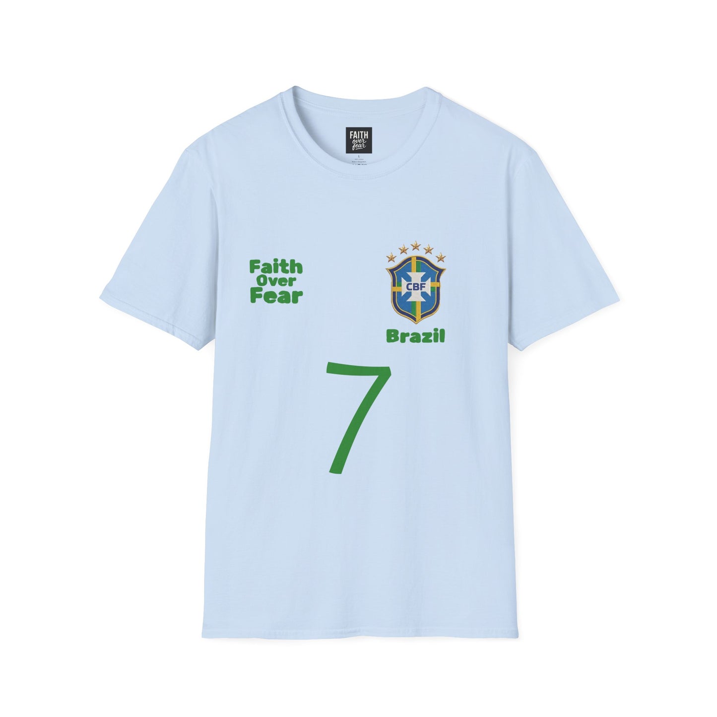 Brazil Soccer Jersey T-Shirt — 'Faith Over Fear' Graphic Tee