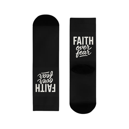 Faith Over Fear Crew Socks - Inspirational Gift, Motivational Apparel, Positive Vibes, Unique Fashion, Everyday Wear