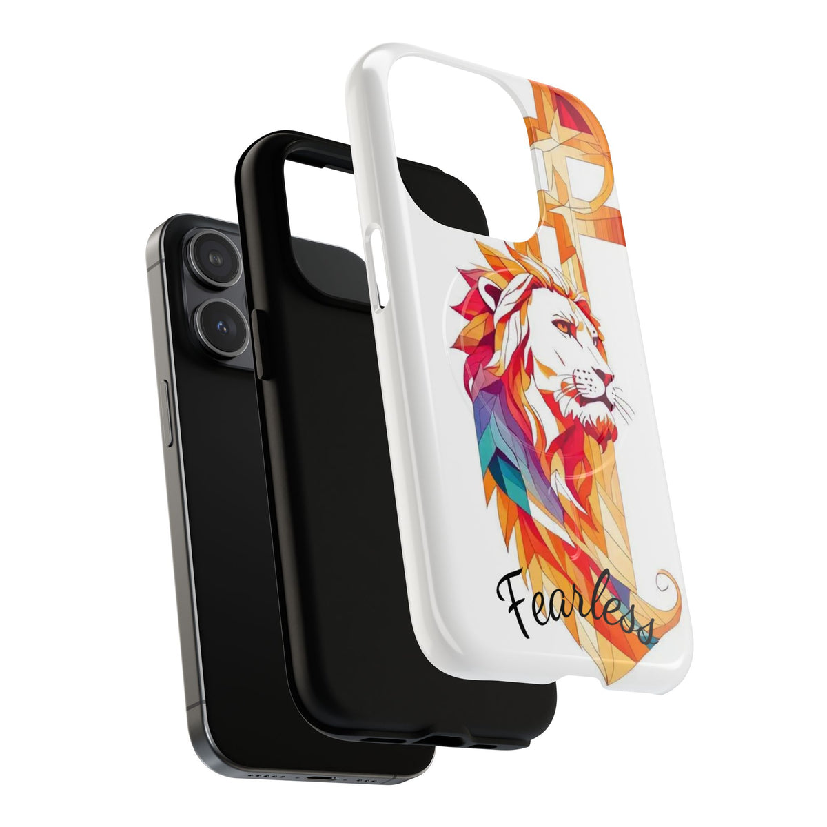 Fearless Lion Tough Magnetic Phone Case — Colorful Geometric Lion Design