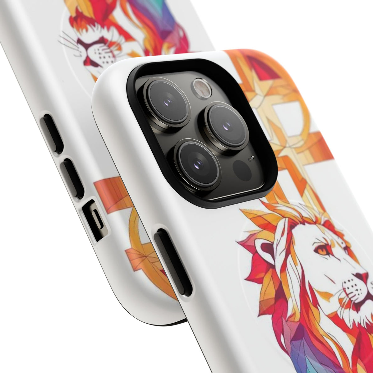 Fearless Lion Tough Magnetic Phone Case — Colorful Geometric Lion Design