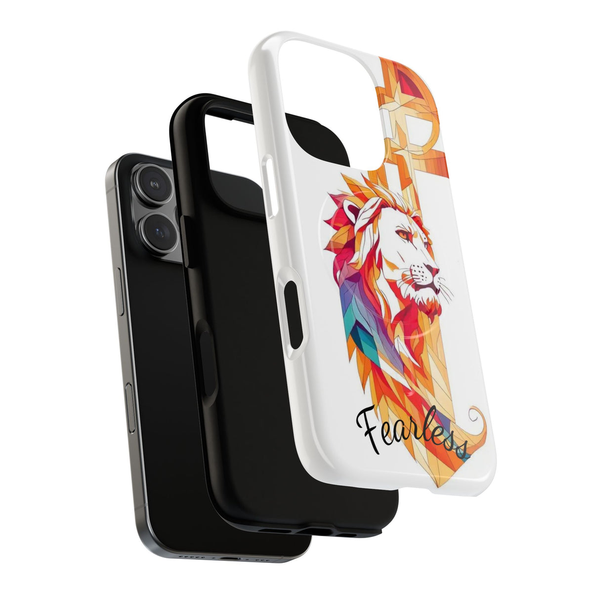 Fearless Lion Tough Magnetic Phone Case — Colorful Geometric Lion Design
