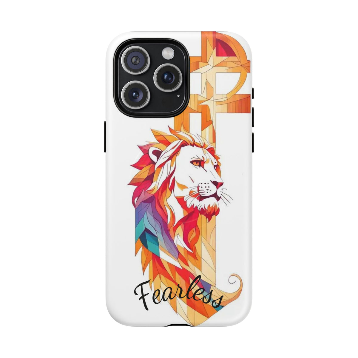 Fearless Lion Tough Magnetic Phone Case — Colorful Geometric Lion Design