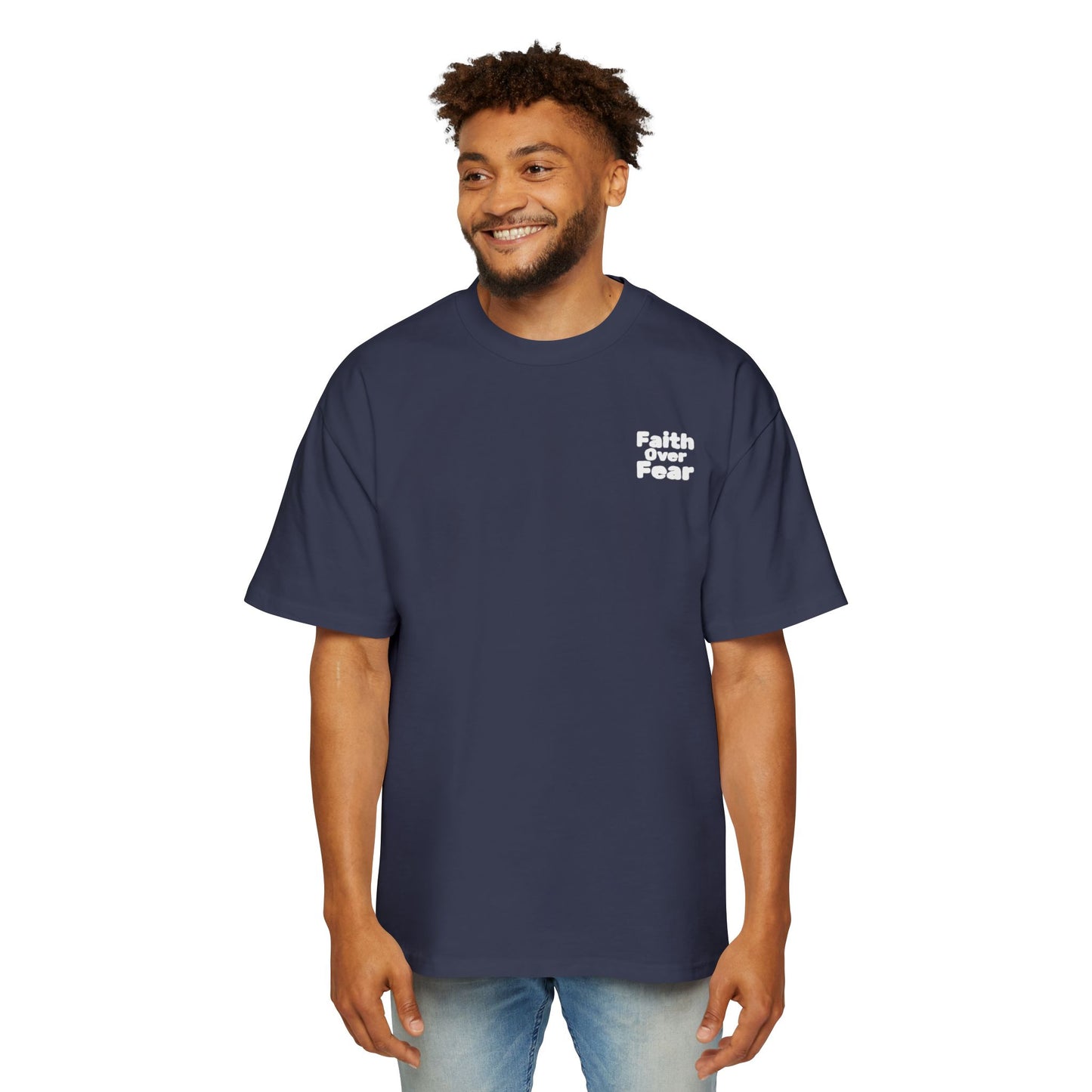 Faith Over Fear Tee — Spiritual Cosmic Backprint Oversized T-Shirt