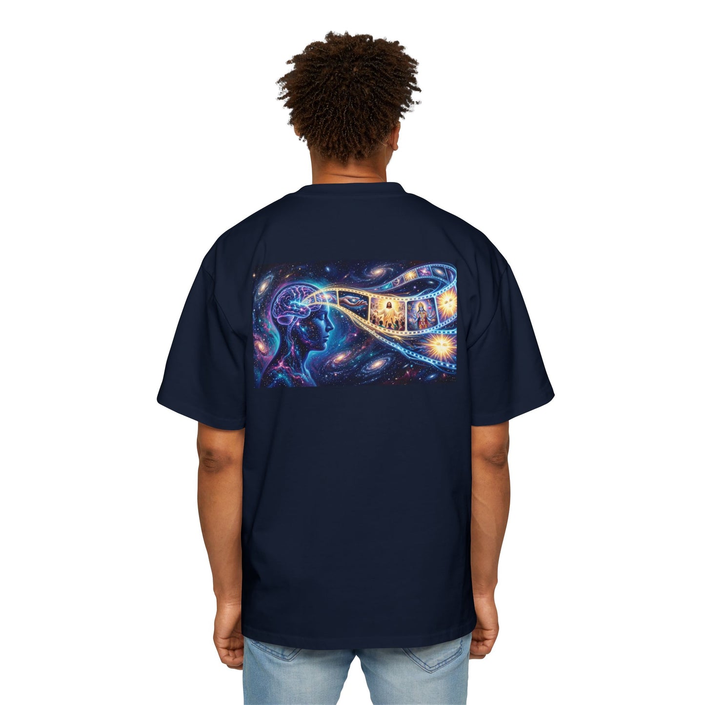 Faith Over Fear Tee — Spiritual Cosmic Backprint Oversized T-Shirt