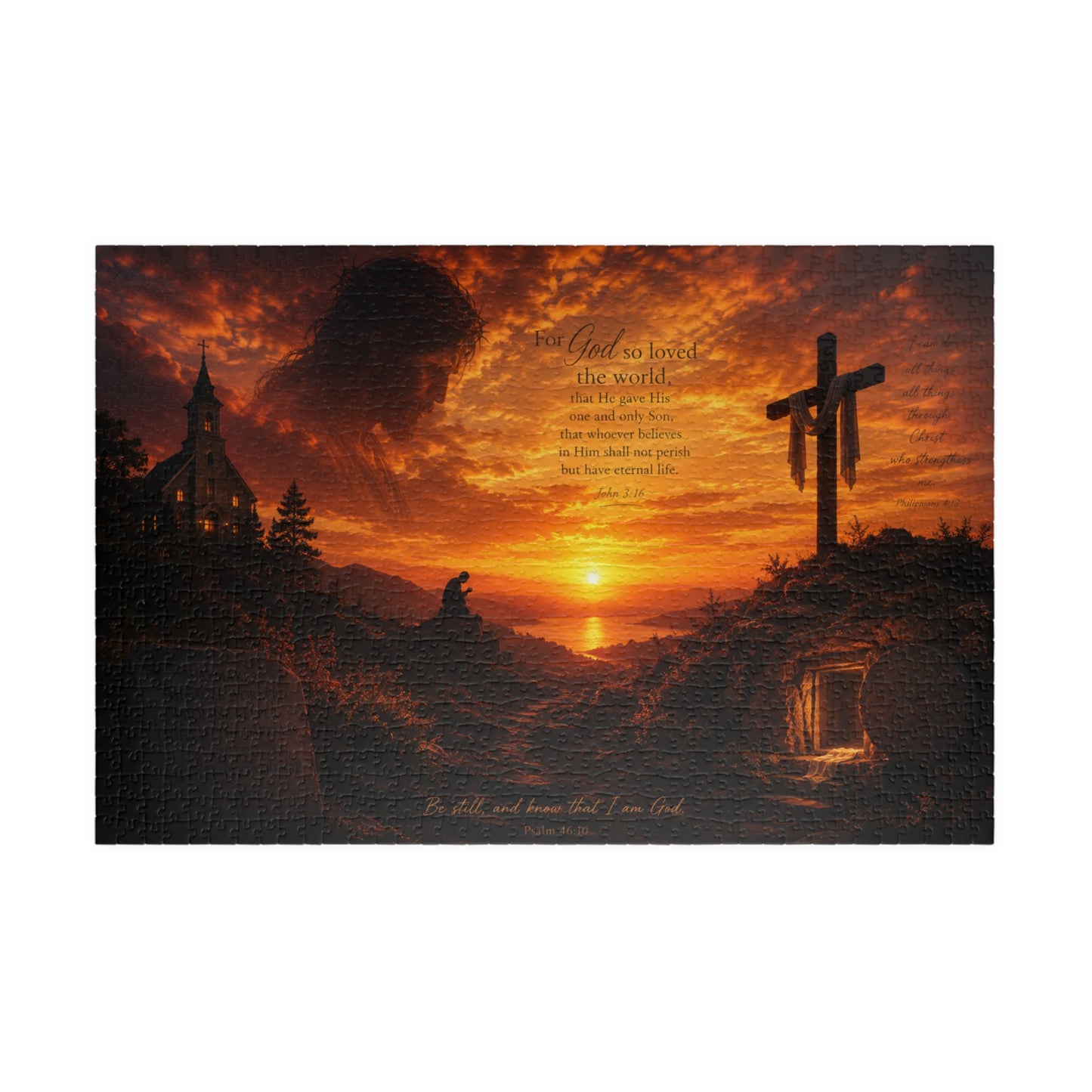 Christian Sunset Cross Puzzle — Inspirational Religious Jigsaw (110–1014 pcs)