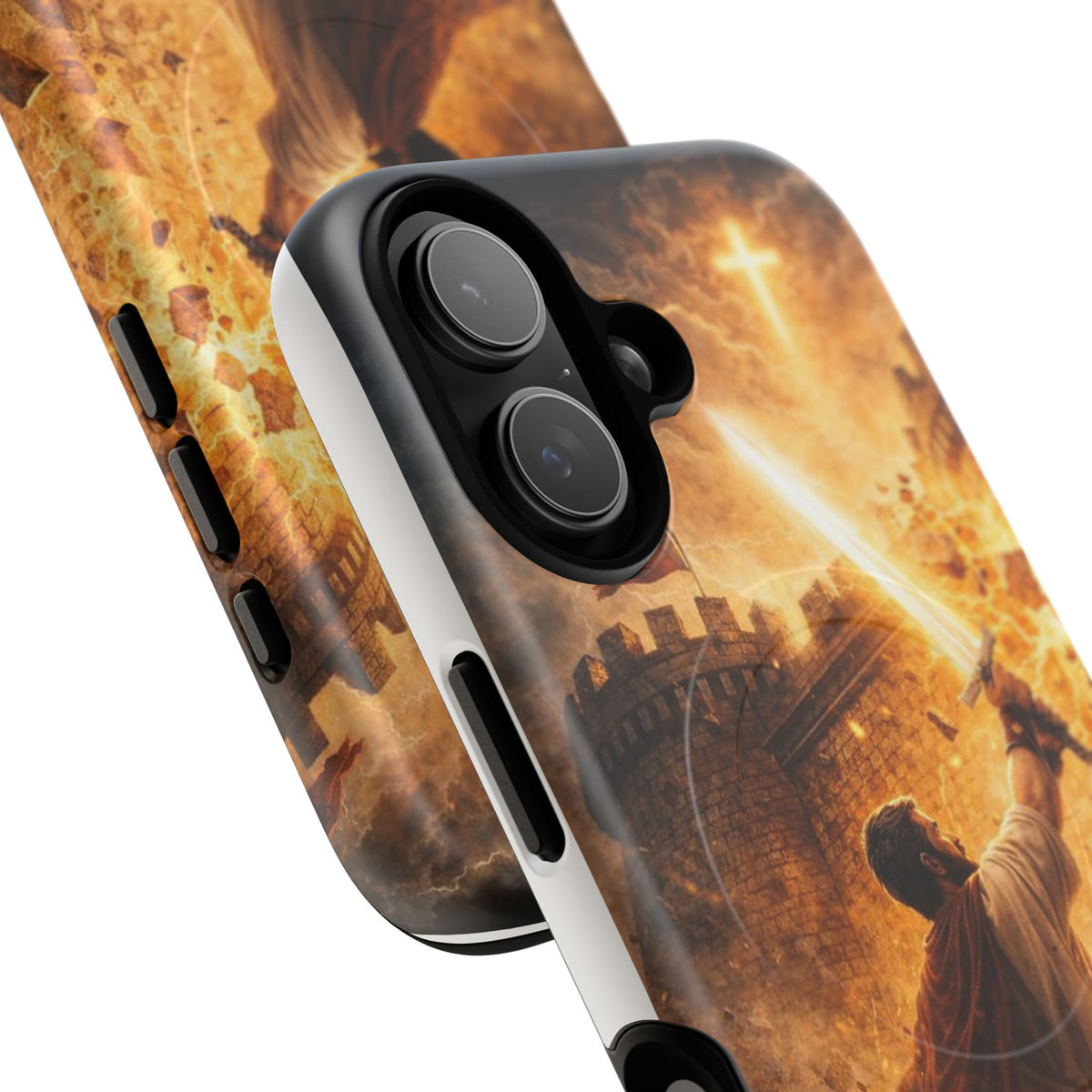 Christian Knight Phone Case — Tough Magnetic iPhone Cover with Prayerful Sword & Cross Design