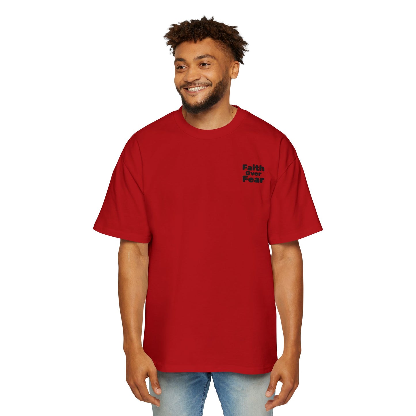Faith Over Fear Tee — Spiritual Cosmic Backprint Oversized T-Shirt