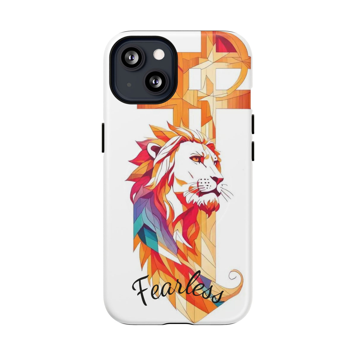 Fearless Lion Tough Magnetic Phone Case — Colorful Geometric Lion Design
