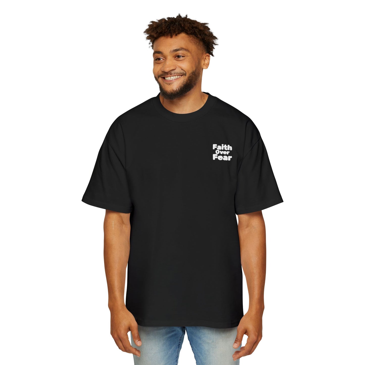 Faith Over Fear Tee — Spiritual Cosmic Backprint Oversized T-Shirt