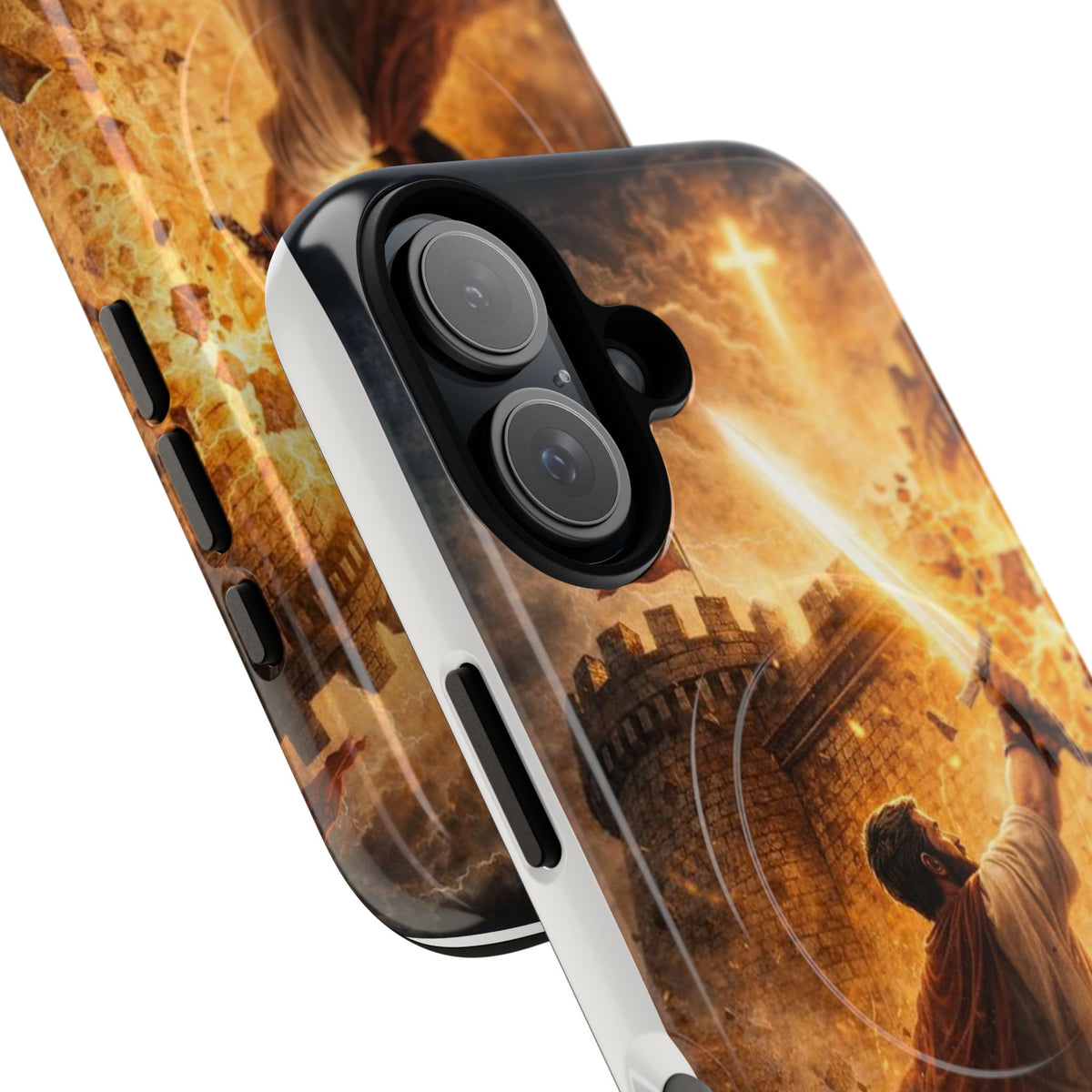 Christian Knight Phone Case — Tough Magnetic iPhone Cover with Prayerful Sword & Cross Design
