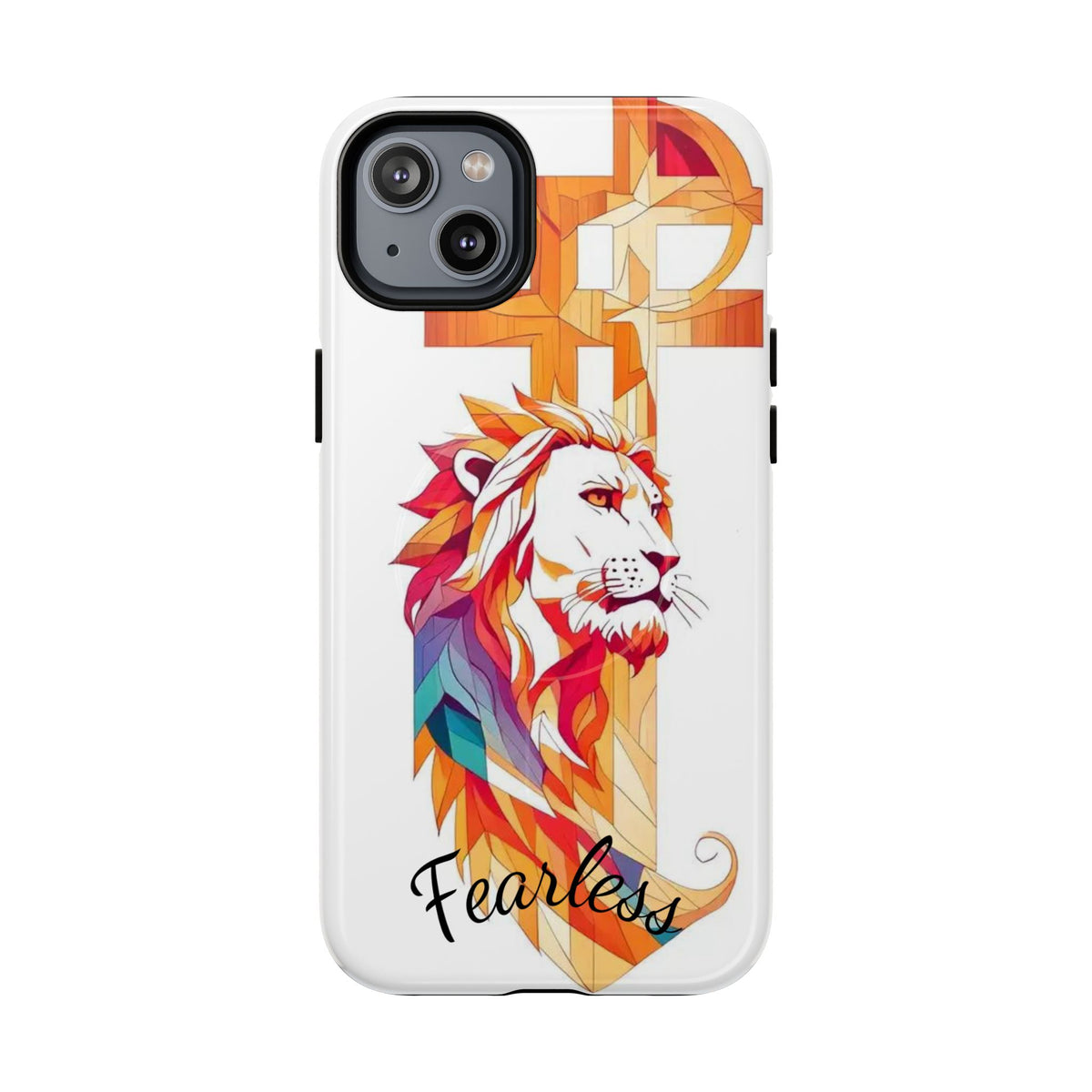 Fearless Lion Tough Magnetic Phone Case — Colorful Geometric Lion Design