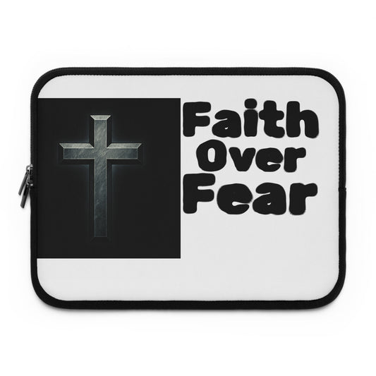 Faith Over Fear Laptop Sleeve — Christian Cross Protective Case