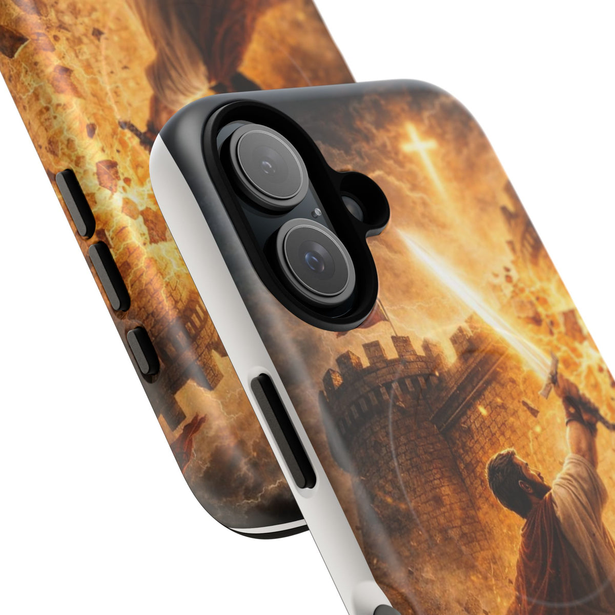 Christian Knight Phone Case — Tough Magnetic iPhone Cover with Prayerful Sword & Cross Design