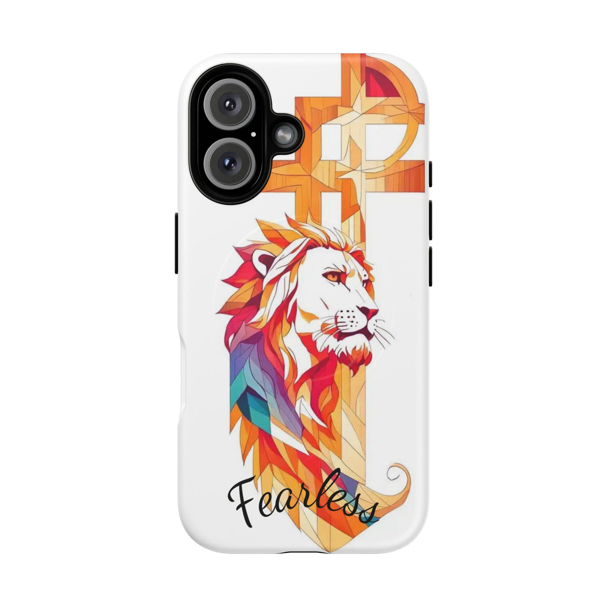 Fearless Lion Tough Magnetic Phone Case — Colorful Geometric Lion Design