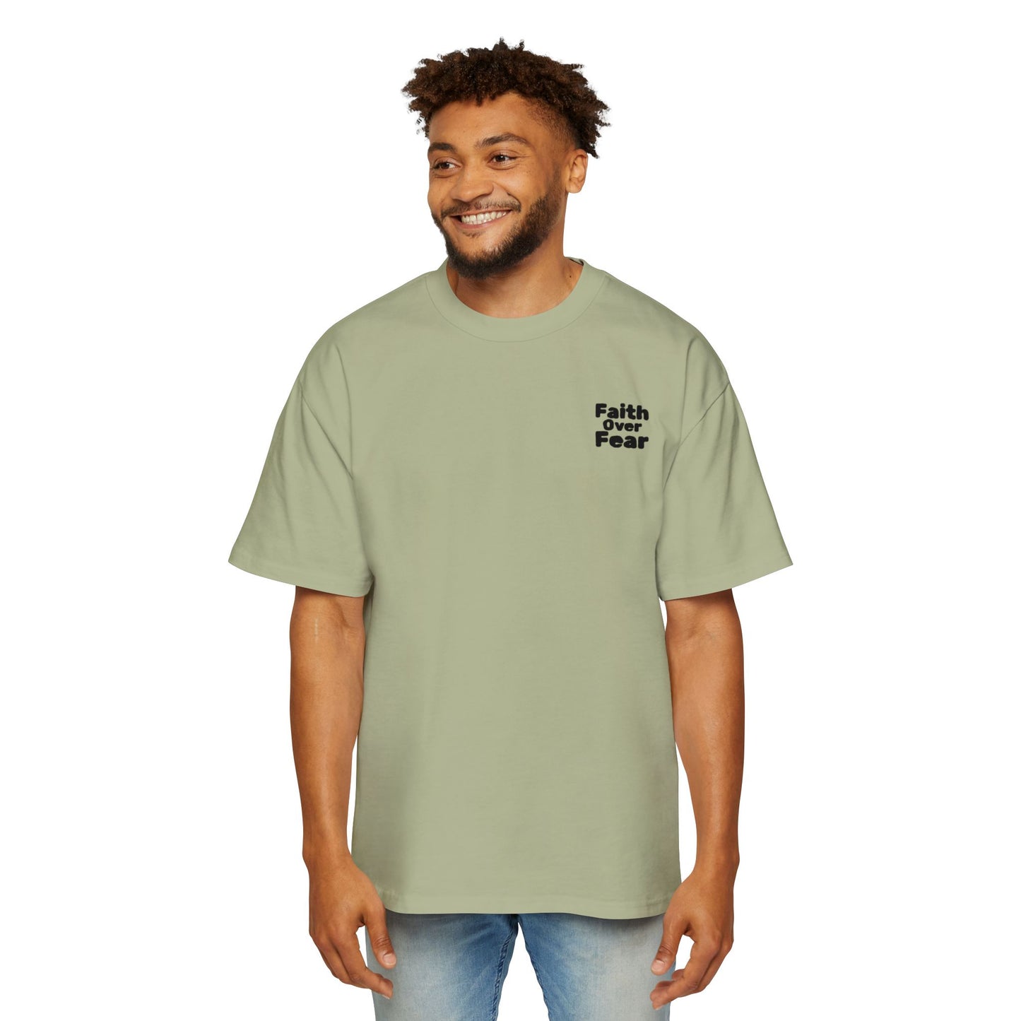 Faith Over Fear Tee — Spiritual Cosmic Backprint Oversized T-Shirt
