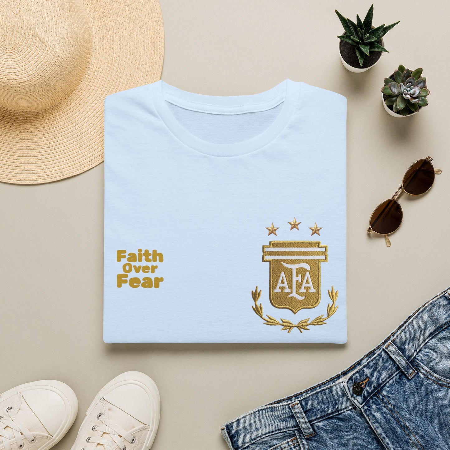 Faith Over Fear T-Shirt — AFA Crest Inspirational Graphic Tee