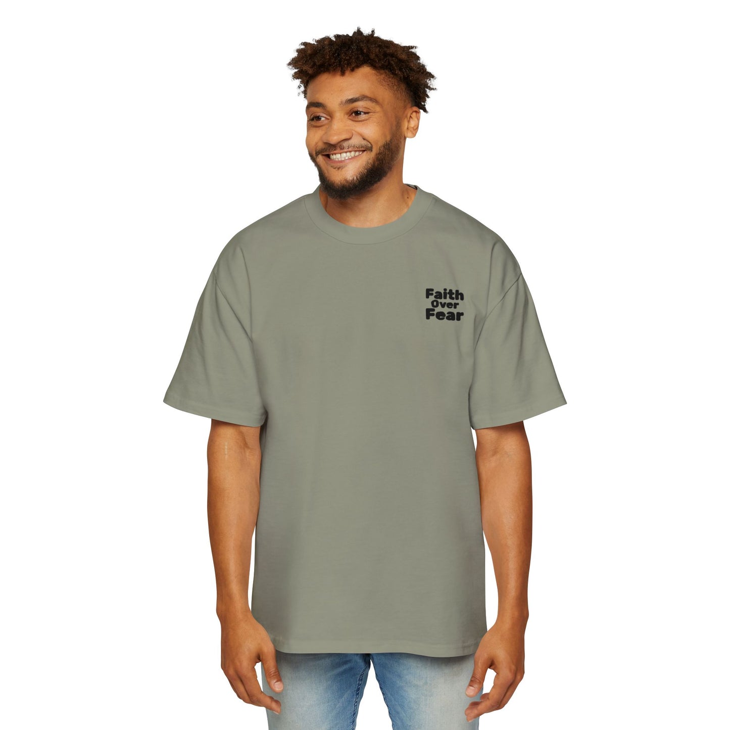 Faith Over Fear Tee — Spiritual Cosmic Backprint Oversized T-Shirt