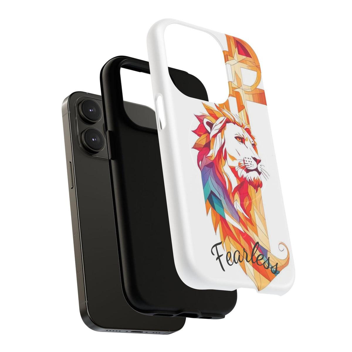 Fearless Lion Tough Magnetic Phone Case — Colorful Geometric Lion Design
