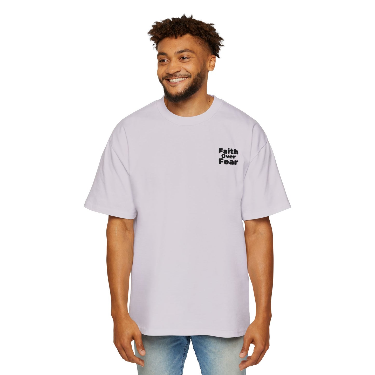 Faith Over Fear Tee — Spiritual Cosmic Backprint Oversized T-Shirt