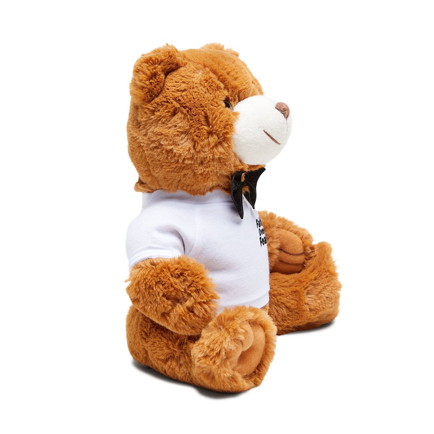 Faith Over Fear Teddy Bear — Plush Bear with Bow Tie & 'Faith Over Fear' T‑Shirt