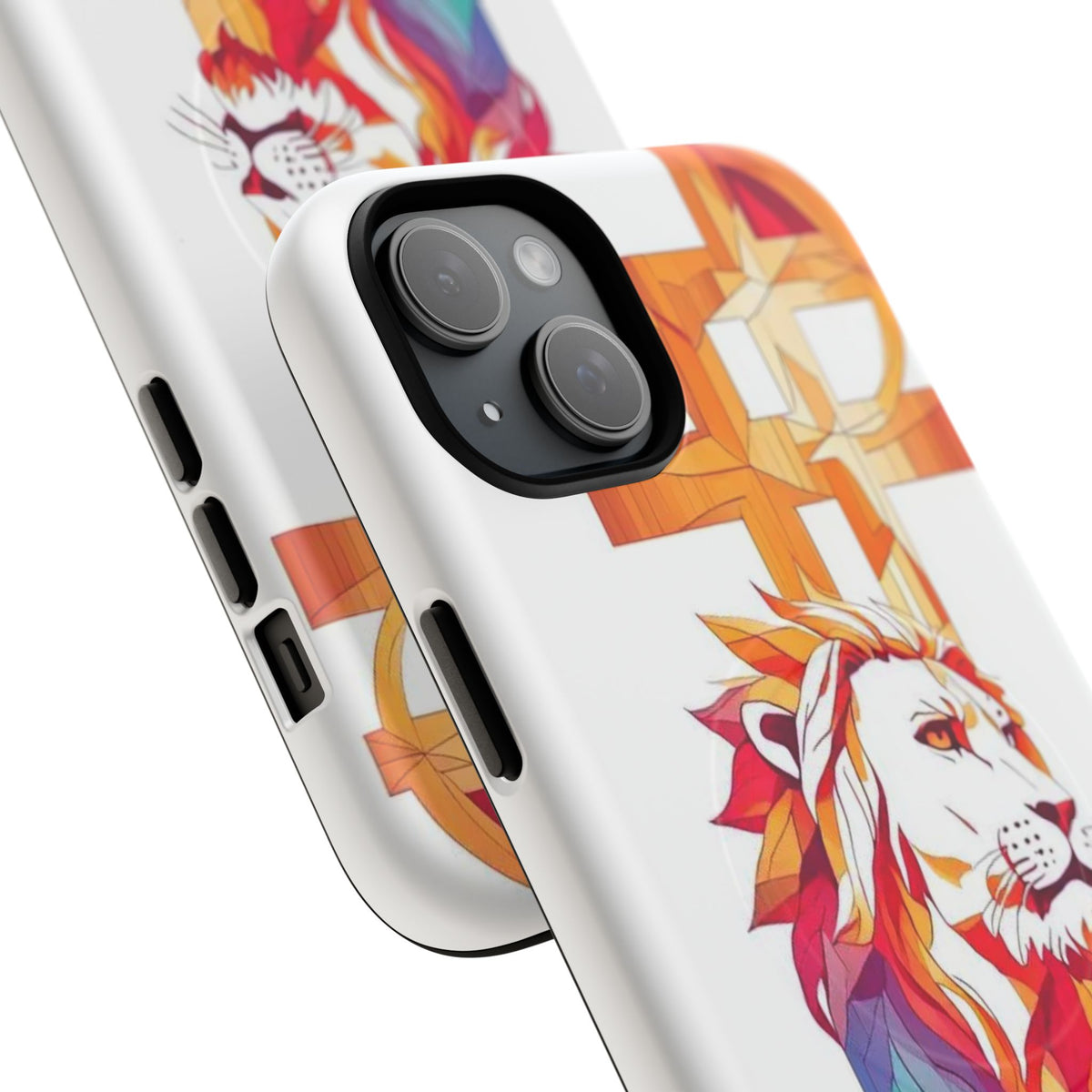 Fearless Lion Tough Magnetic Phone Case — Colorful Geometric Lion Design