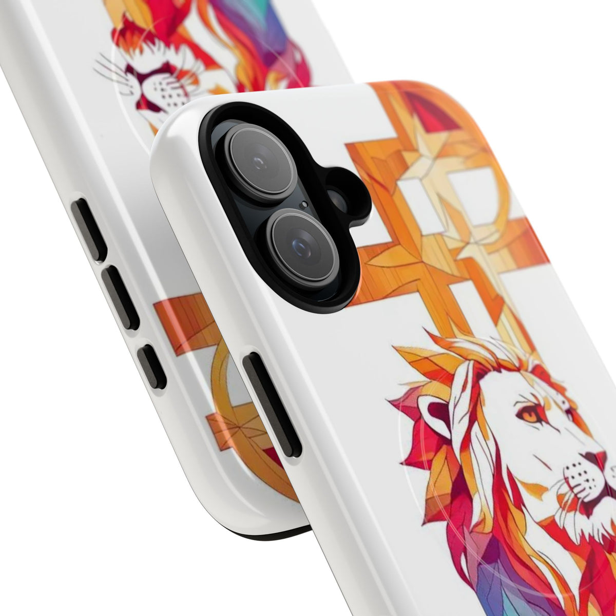 Fearless Lion Tough Magnetic Phone Case — Colorful Geometric Lion Design