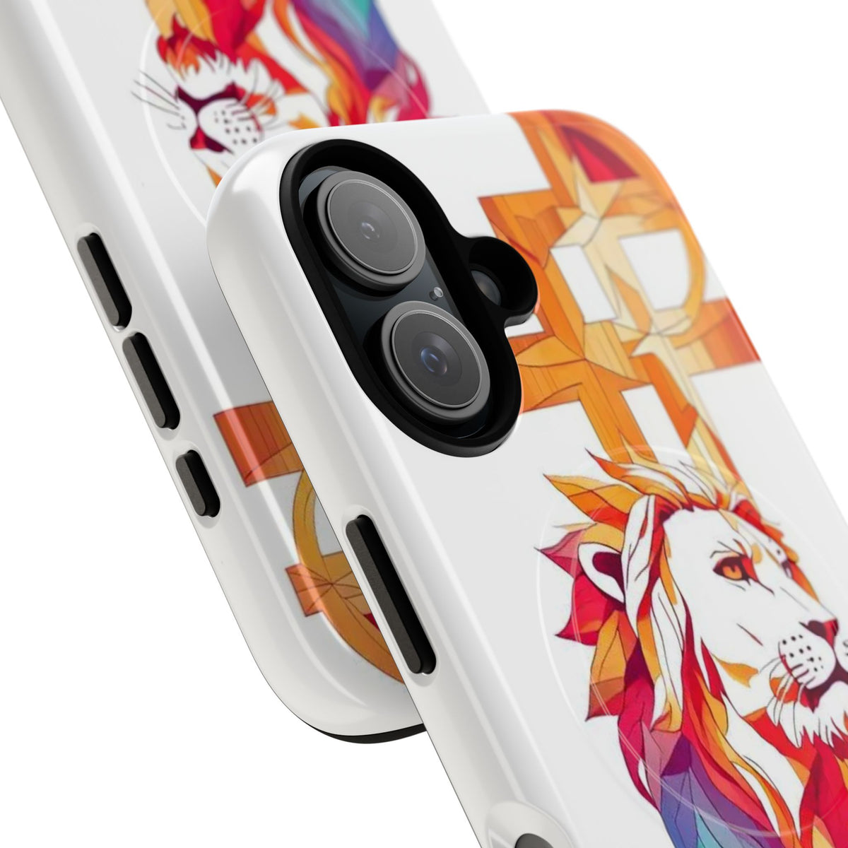 Fearless Lion Tough Magnetic Phone Case — Colorful Geometric Lion Design