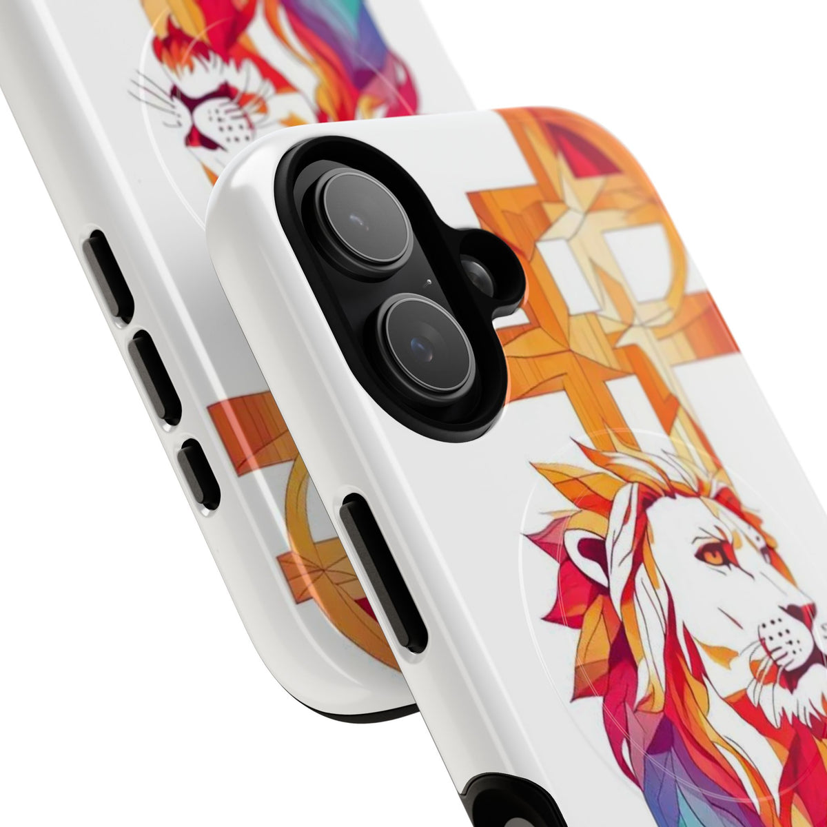 Fearless Lion Tough Magnetic Phone Case — Colorful Geometric Lion Design