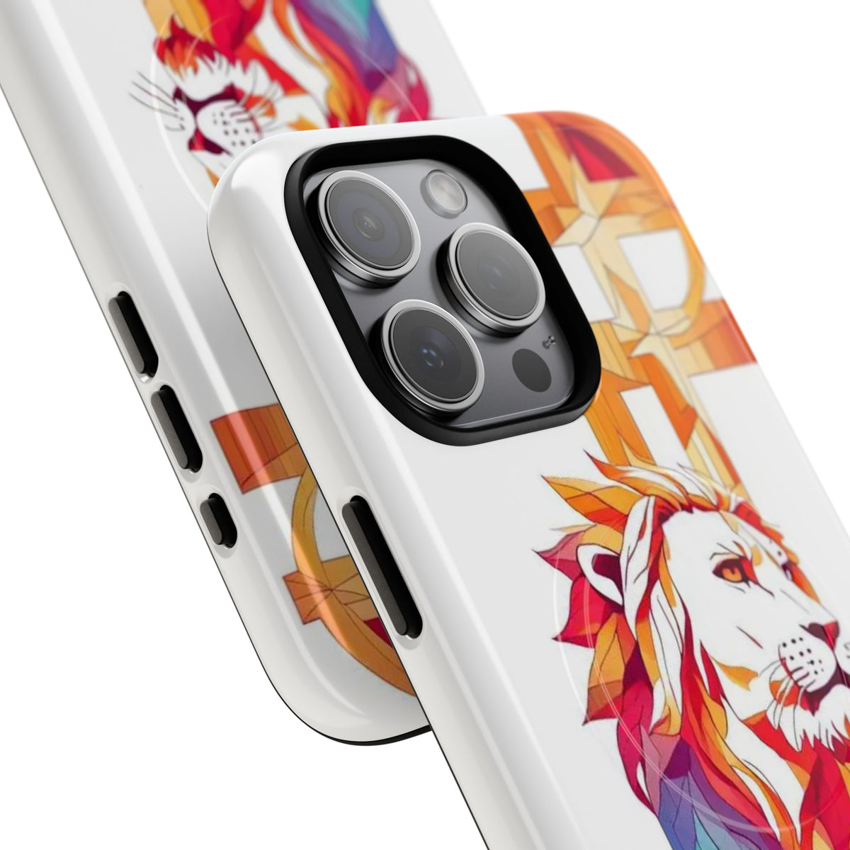 Fearless Lion Tough Magnetic Phone Case — Colorful Geometric Lion Design
