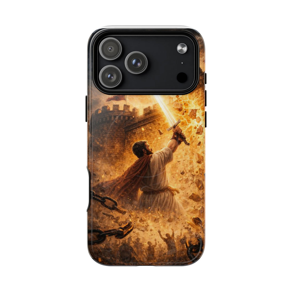 Christian Knight Phone Case — Tough Magnetic iPhone Cover with Prayerful Sword & Cross Design