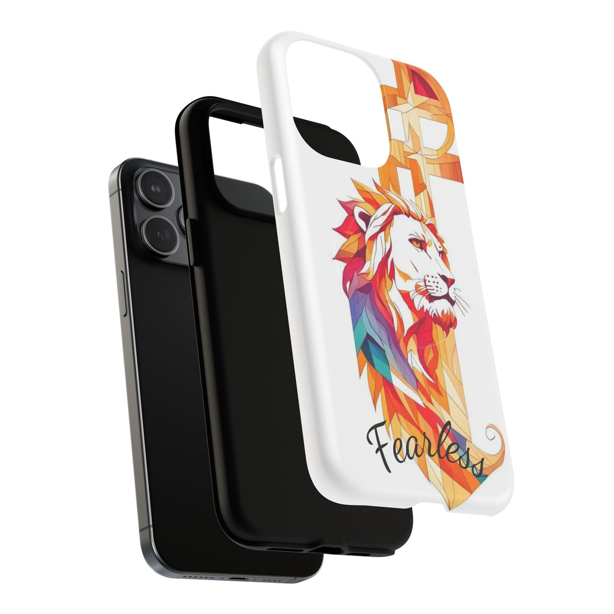 Fearless Lion Tough Magnetic Phone Case — Colorful Geometric Lion Design