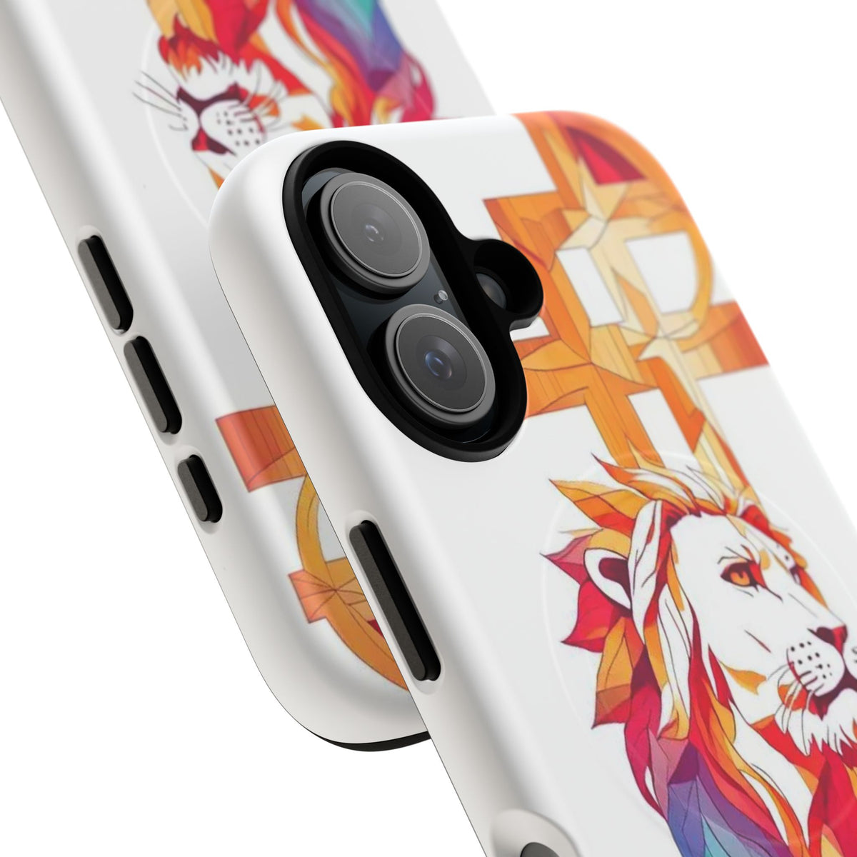 Fearless Lion Tough Magnetic Phone Case — Colorful Geometric Lion Design