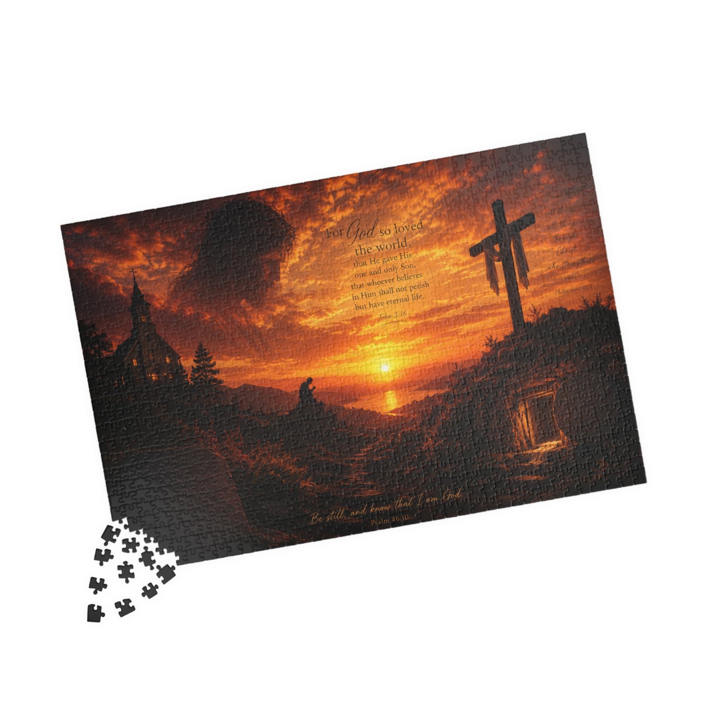 Christian Sunset Cross Puzzle — Inspirational Religious Jigsaw (110–1014 pcs)