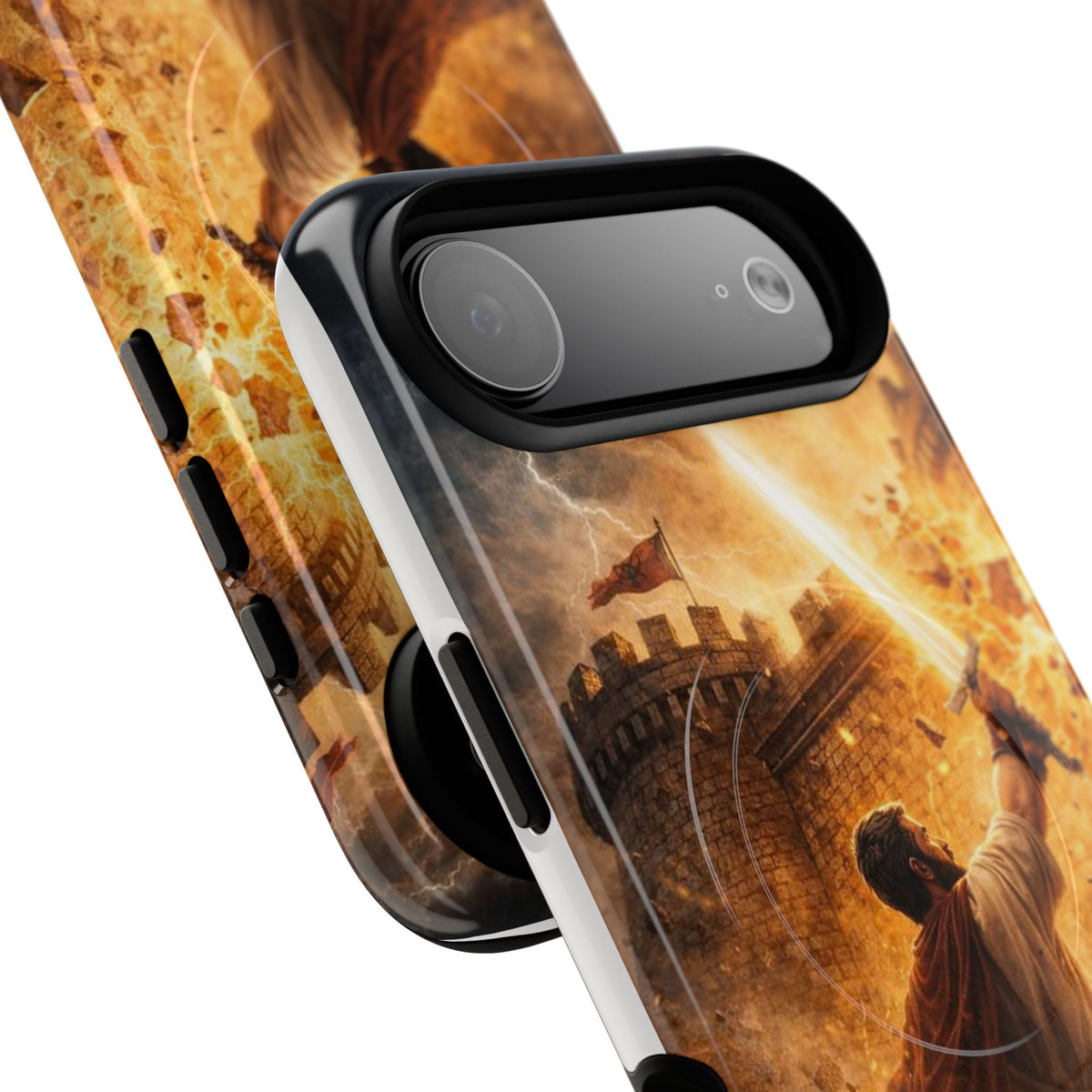 Christian Knight Phone Case — Tough Magnetic iPhone Cover with Prayerful Sword & Cross Design