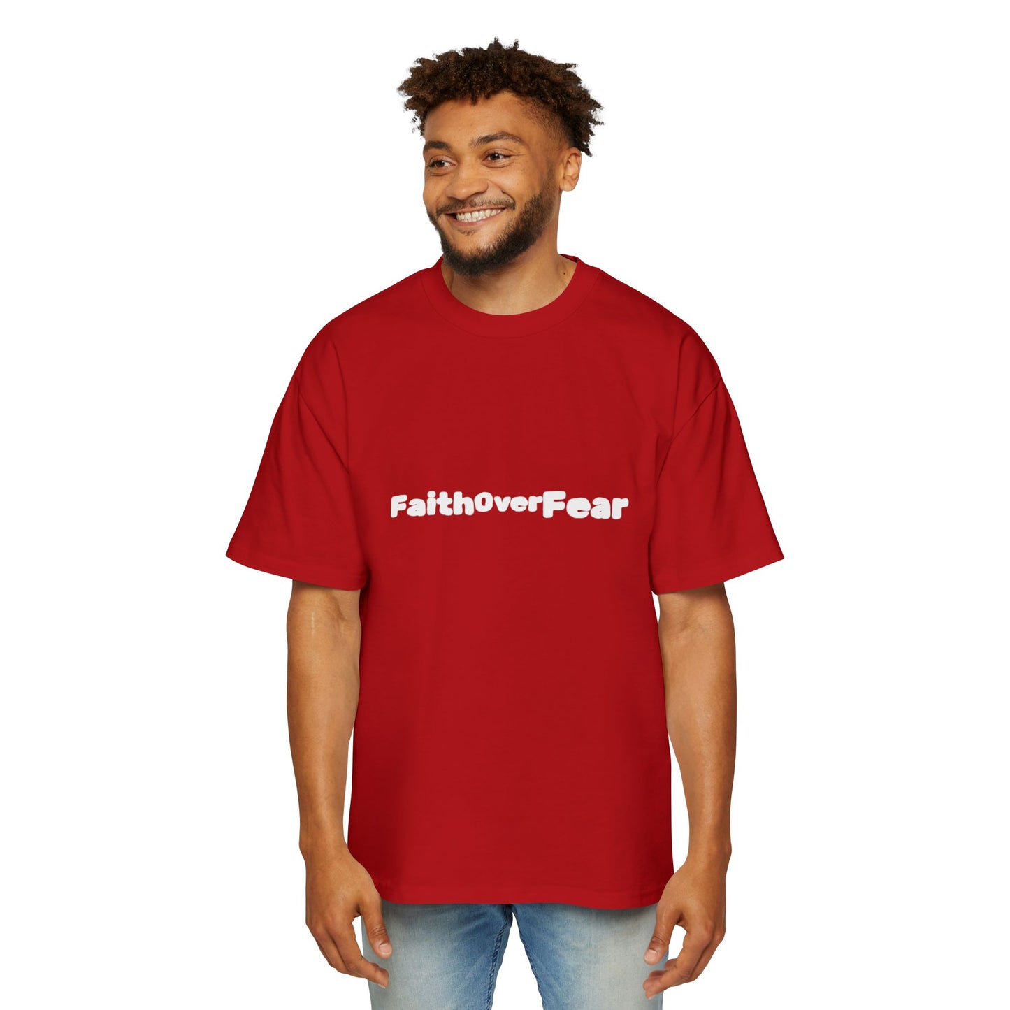FaithOverFear Oversized Tee — Dove Back Graphic Christian Shirt