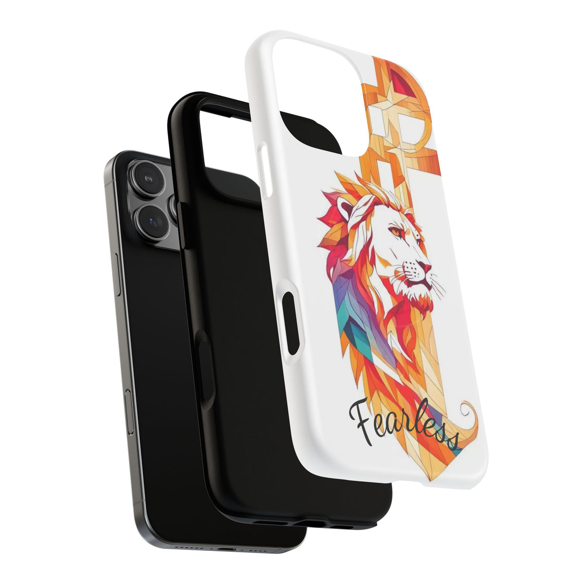 Fearless Lion Tough Magnetic Phone Case — Colorful Geometric Lion Design