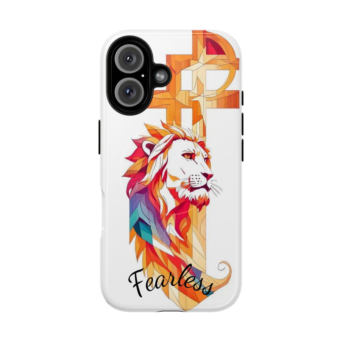 Fearless Lion Tough Magnetic Phone Case — Colorful Geometric Lion Design