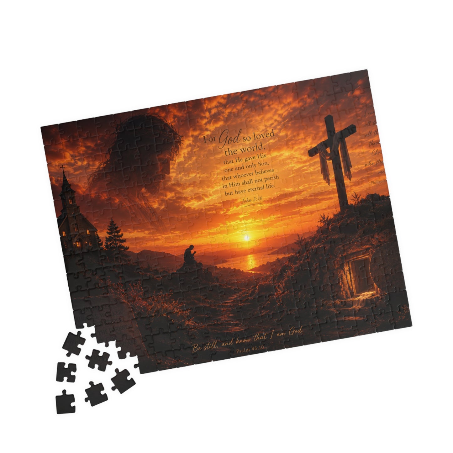 Christian Sunset Cross Puzzle — Inspirational Religious Jigsaw (110–1014 pcs)