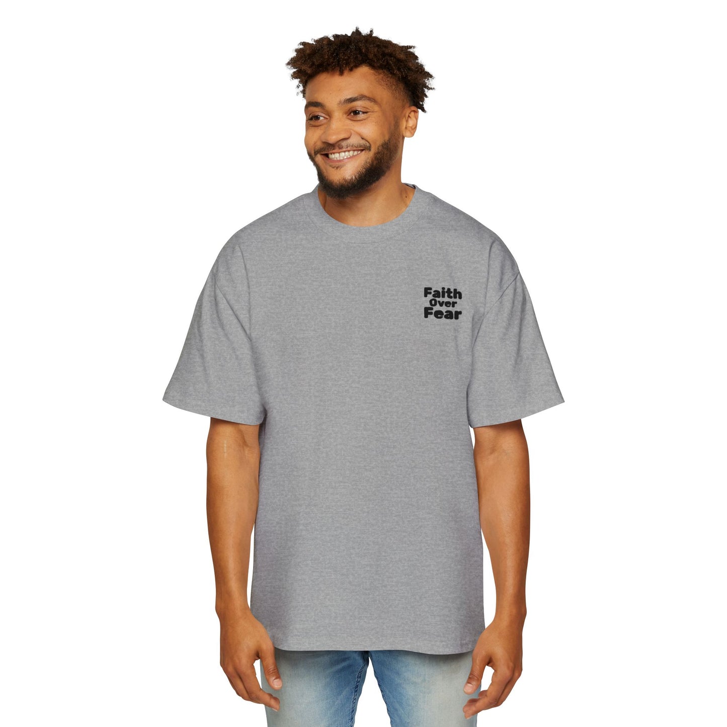Faith Over Fear Tee — Spiritual Cosmic Backprint Oversized T-Shirt
